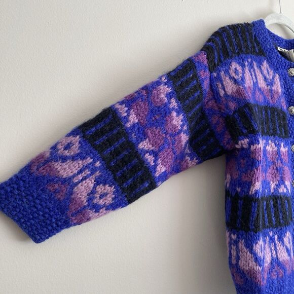 Icelandic Design Womens Vintage Cardigan Sweater 100% Wool Size Small Purple - Picture 3 of 10